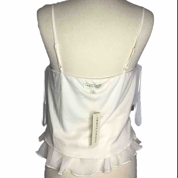 Thirty Thirty diaphanous ruffled ladjustable spaghetti strap cream Cami L NWT - Picture 5 of 8